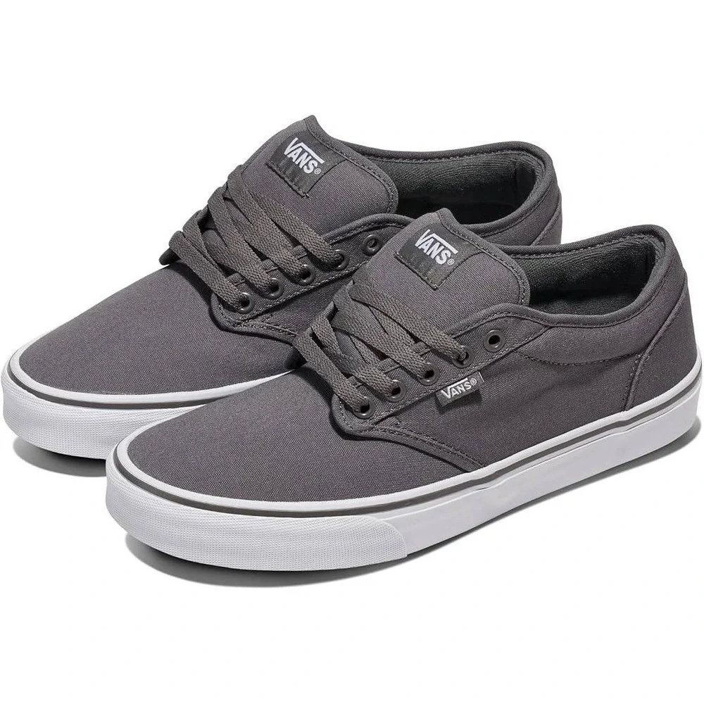 Vans Atwood Canvas Pewter White Mens Skate Shoes VN000TUY4WV Size 16